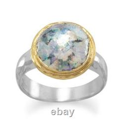 Sterling Silver Two Tone Ancient Roman Glass Ring