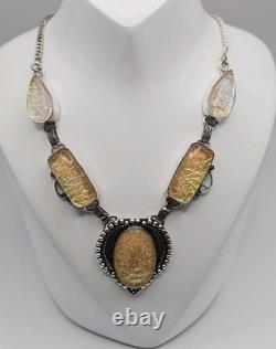 Sterling Silver Vintage Dichroic Glass Statement Necklace 19 Sterling Silver Vintage Dichroic Glass Statement Necklace 19