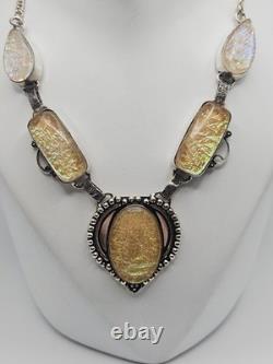 Sterling Silver Vintage Dichroic Glass Statement Necklace 19 Sterling Silver Vintage Dichroic Glass Statement Necklace 19