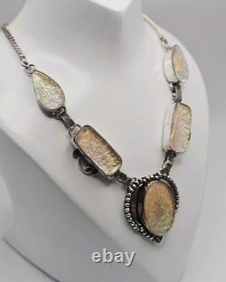 Sterling Silver Vintage Dichroic Glass Statement Necklace 19