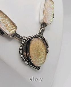 Sterling Silver Vintage Dichroic Glass Statement Necklace 19