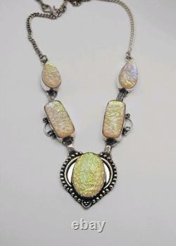 Sterling Silver Vintage Dichroic Glass Statement Necklace 19