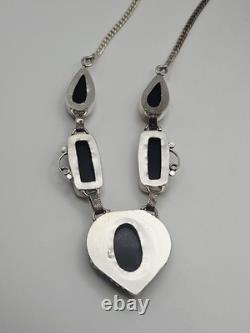 Sterling Silver Vintage Dichroic Glass Statement Necklace 19