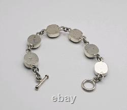 Sterling Silver Vintage Native Mexico Dichroic Glass Toggle Chain Bracelet 8
