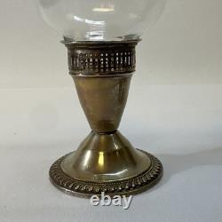 Sterling Silver Weighted Candleholders Etched Glass Hurricane Duchin Creation 2