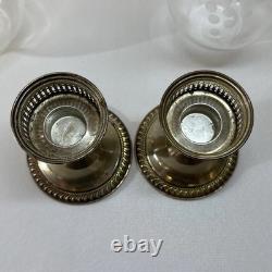 Sterling Silver Weighted Candleholders Etched Glass Hurricane Duchin Creation 2