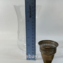 Sterling Silver Weighted Candleholders Etched Glass Hurricane Duchin Creation 2