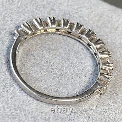 Sterling Silver White Clear Crystal Cut Glass Vintage Band Ring Size 8.25