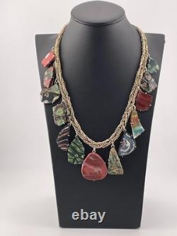 Sterling Silver Wire Antique Romano Egyptian Glass Fragments Necklace 20 1989