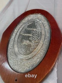 Sterling Silver Wood And Glass Table Platter For Decanters, Condiments, Drinks