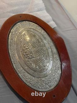 Sterling Silver Wood And Glass Table Platter For Decanters, Condiments, Drinks