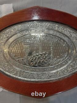 Sterling Silver Wood And Glass Table Platter For Decanters, Condiments, Drinks