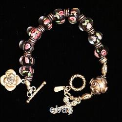 Sterling Silver and Lampwork Glass Rose Bead Rosary Bracelet