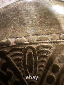 Sterling Silver on Glass ANTIQUE Serving Plat Curved Glass & Intricate Art WOW