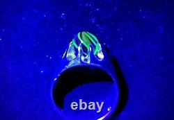 Sterling Size 11 Uranium Glass Harlequin Art Glass Ring Men's Unisex 925 Silver