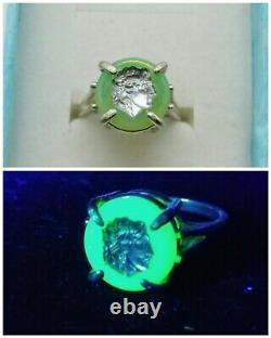 Sterling Size 7 Uranium Glass Cameo Warrior Ring 925 Silver Vaseline