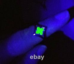 Sterling Size 7 Uranium Glass Elvish Ring 925 Silver Vaseline Glass