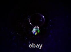 Sterling Size 7 Uranium Glass Ring Rainbow Swirl Art Glass Vaseline Glass