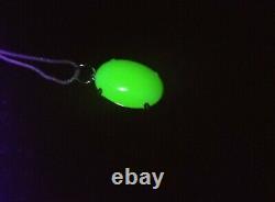 Sterling Uranium Glass Mermaid Stone Necklace Large Pendant 925 Silver