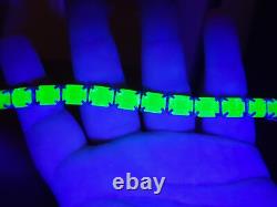 Sterling Uranium Glass Tennis Bracelet Emerald Cut Green 925 Silver