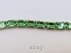 Sterling Uranium Glass Tennis Bracelet Emerald Cut Green 925 Silver