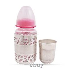 Sterling silver Baby feed bottle with small silver glass