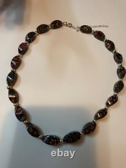 Sterling silver Murano Millefiori Glass Necklace Artisan Venetian Beads