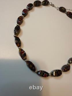 Sterling silver Murano Millefiori Glass Necklace Artisan Venetian Beads