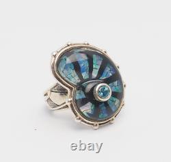 Sterling silver glass opal ammonite fossil shape ring sz 5.75 Echo of Dreamer