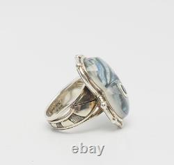 Sterling silver glass opal ammonite fossil shape ring sz 5.75 Echo of Dreamer