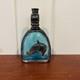 Sterling Silver Horse Head Overlay On Glass Decanter, Rare Blue Glass! Gorgeous