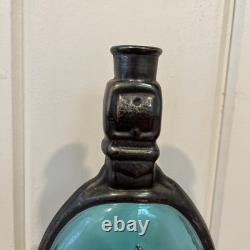 Sterling silver horse head overlay on glass decanter, RARE Blue Glass! Gorgeous
