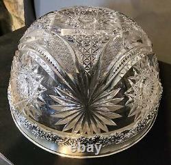 Sterling silver rim Cut Glass bowl Antique