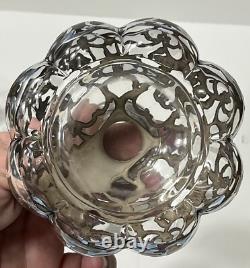 Steuben Art Glass Sterling Silver Overlay Perfume 4 1/2 Tall and 4 1/4 Wide