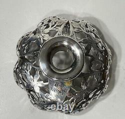 Steuben Art Glass Sterling Silver Overlay Perfume 4 1/2 Tall and 4 1/4 Wide