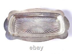 Stieff STERLING SILVER Butter dish with glass tray Vintage mid century 022-Z