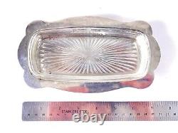 Stieff STERLING SILVER Butter dish with glass tray Vintage mid century 022-Z