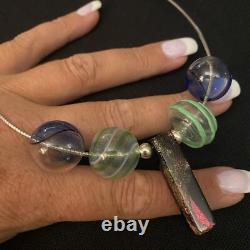 Studio Artisan Hand Made Estate Sterling Silver & Hand Blown Glass Necklace 16