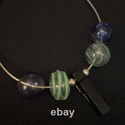Studio Artisan Hand Made Estate Sterling Silver & Hand Blown Glass Necklace 16
