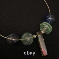Studio Artisan Hand Made Estate Sterling Silver & Hand Blown Glass Necklace 16