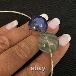 Studio Artisan Hand Made Estate Sterling Silver & Hand Blown Glass Necklace 16