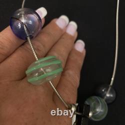 Studio Artisan Hand Made Estate Sterling Silver & Hand Blown Glass Necklace 16