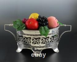 Stunning 1902 English Sterling Silver Green Glass Art Nouveau Centerpiece Bowl