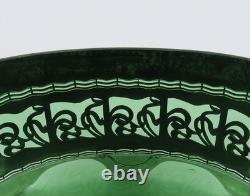 Stunning 1902 English Sterling Silver Green Glass Art Nouveau Centerpiece Bowl