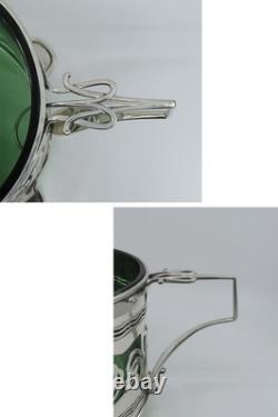 Stunning 1902 English Sterling Silver Green Glass Art Nouveau Centerpiece Bowl