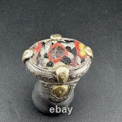 Stunning Ancient Roman Mosaic Glass Sterling Silver Ring Beautiful Rare