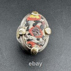 Stunning Ancient Roman Mosaic Glass Sterling Silver Ring Beautiful Rare