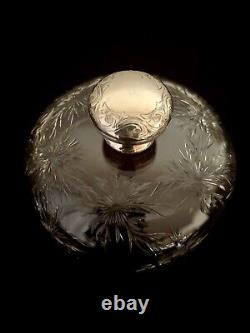 Stunning Antique Sterling & Cut Glass Covered & Domed Butter Plate Dish