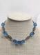 Stunning Antique Sterling Silver Art Nouveau Blue Czech Carved Glass Choker