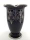 Stunning Scarce Sterling Silver Overlay Black Amethyst Glass 9.25 Vase